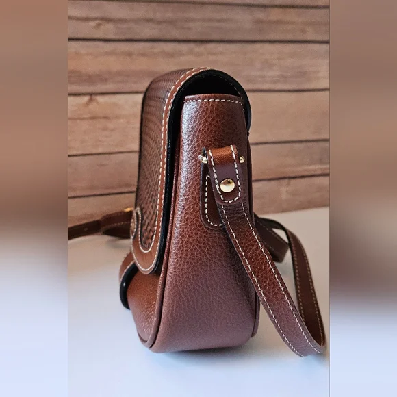 Bally Brown Woven Leather Crossbody Bag